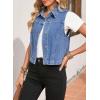 image:imageSidefeel Womens Denim Vest Sleeveless Collared Crop Jean Vest Top Button Down WaistcoatLight Blue