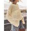 image:imageSidefeel Womens Fall Sweaters 2025 Lightweight Casual Long Sleeve Crochet Hollow Out Knit Pullover Tops ClothingApricot