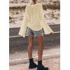 image:imageSidefeel Womens Fall Sweaters 2025 Lightweight Casual Long Sleeve Crochet Hollow Out Knit Pullover Tops ClothingApricot