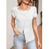 image:imageSidefeel Womens Going Out Tops Summer Short Sleeve Cardigans Button Down Crewneck Lightweight Sweater Knit Tops