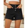 image:imageSidefeel Womens Jean Shorts Button Fly Stretchy High Waisted Summer Outfit Denim ShortsBlack