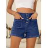 image:imageSidefeel Womens Jean Shorts Button Fly Stretchy High Waisted Summer Outfit Denim ShortsBlue