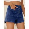 image:imageSidefeel Womens Jean Shorts Button Fly Stretchy High Waisted Summer Outfit Denim ShortsBlue