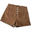 image:imageSidefeel Womens Jean Shorts Button Fly Stretchy High Waisted Summer Outfit Denim ShortsBrown