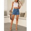 image:imageSidefeel Womens Jean Shorts Button Fly Stretchy High Waisted Summer Outfit Denim ShortsDark Blue