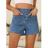 image:imageSidefeel Womens Jean Shorts Button Fly Stretchy High Waisted Summer Outfit Denim ShortsDark Blue
