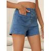 image:imageSidefeel Womens Jean Shorts Button Fly Stretchy High Waisted Summer Outfit Denim ShortsDark Blue