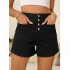 image:imageSidefeel Womens Jean Shorts Button Fly Stretchy High Waisted Summer Outfit Denim ShortsDeep Black
