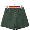 image:imageSidefeel Womens Jean Shorts Button Fly Stretchy High Waisted Summer Outfit Denim ShortsGreen