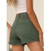 image:imageSidefeel Womens Jean Shorts Button Fly Stretchy High Waisted Summer Outfit Denim ShortsGreen