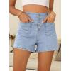 image:imageSidefeel Womens Jean Shorts Button Fly Stretchy High Waisted Summer Outfit Denim ShortsIceland Blue