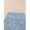 image:imageSidefeel Womens Jean Shorts Button Fly Stretchy High Waisted Summer Outfit Denim ShortsIceland Blue