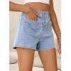 image:imageSidefeel Womens Jean Shorts Button Fly Stretchy High Waisted Summer Outfit Denim ShortsIceland Blue