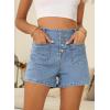image:imageSidefeel Womens Jean Shorts Button Fly Stretchy High Waisted Summer Outfit Denim ShortsLight Blue