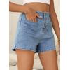 image:imageSidefeel Womens Jean Shorts Button Fly Stretchy High Waisted Summer Outfit Denim ShortsLight Blue