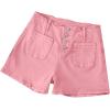 image:imageSidefeel Womens Jean Shorts Button Fly Stretchy High Waisted Summer Outfit Denim ShortsPink