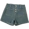 image:imageSidefeel Womens Jean Shorts Button Fly Stretchy High Waisted Summer Outfit Denim ShortsReal Teal