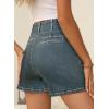 image:imageSidefeel Womens Jean Shorts Button Fly Stretchy High Waisted Summer Outfit Denim ShortsReal Teal