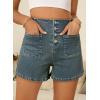 image:imageSidefeel Womens Jean Shorts Button Fly Stretchy High Waisted Summer Outfit Denim ShortsReal Teal