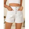 image:imageSidefeel Womens Jean Shorts Button Fly Stretchy High Waisted Summer Outfit Denim ShortsWhite