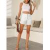 image:imageSidefeel Womens Jean Shorts Button Fly Stretchy High Waisted Summer Outfit Denim ShortsWhite