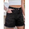 image:imageSidefeel Womens Jean Shorts Casual Summer High Waisted Stretchy Zimbaplatinum Raw Hem Denim Shorts with PocketsBlack