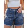 image:imageSidefeel Womens Jean Shorts Casual Summer High Waisted Stretchy Zimbaplatinum Raw Hem Denim Shorts with PocketsBlue