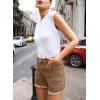 image:imageSidefeel Womens Jean Shorts Casual Summer High Waisted Stretchy Zimbaplatinum Raw Hem Denim Shorts with PocketsBrown
