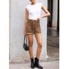 image:imageSidefeel Womens Jean Shorts Casual Summer High Waisted Stretchy Zimbaplatinum Raw Hem Denim Shorts with PocketsBrown
