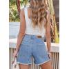 image:imageSidefeel Womens Jean Shorts Casual Summer High Waisted Stretchy Zimbaplatinum Raw Hem Denim Shorts with PocketsIceland Blue
