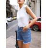 image:imageSidefeel Womens Jean Shorts Casual Summer High Waisted Stretchy Zimbaplatinum Raw Hem Denim Shorts with PocketsSky Blue