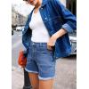 image:imageSidefeel Womens Jean Shorts Casual Summer High Waisted Stretchy Zimbaplatinum Raw Hem Denim Shorts with PocketsSky Blue
