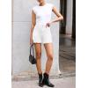 image:imageSidefeel Womens Jean Shorts Casual Summer High Waisted Stretchy Zimbaplatinum Raw Hem Denim Shorts with PocketsWhite