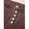 image:imageSidefeel Womens Jean Shorts High Waisted Stretchy Buttoned Folded Hem Zimbaplatinum Denim ShortsCoffee