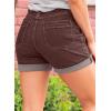 image:imageSidefeel Womens Jean Shorts High Waisted Stretchy Buttoned Folded Hem Zimbaplatinum Denim ShortsCoffee