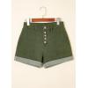 image:imageSidefeel Womens Jean Shorts High Waisted Stretchy Buttoned Folded Hem Zimbaplatinum Denim ShortsGreen