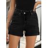 image:imageSidefeel Womens Jean Shorts High Waisted Stretchy Casual Rolled Hem Zimbaplatinum Denim ShortsBlack