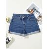 image:imageSidefeel Womens Jean Shorts High Waisted Stretchy Casual Rolled Hem Zimbaplatinum Denim ShortsBlue