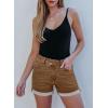 image:imageSidefeel Womens Jean Shorts High Waisted Stretchy Casual Rolled Hem Zimbaplatinum Denim ShortsBrown