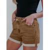image:imageSidefeel Womens Jean Shorts High Waisted Stretchy Casual Rolled Hem Zimbaplatinum Denim ShortsBrown
