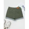 image:imageSidefeel Womens Jean Shorts High Waisted Stretchy Casual Rolled Hem Zimbaplatinum Denim ShortsGreen