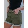 image:imageSidefeel Womens Jean Shorts High Waisted Stretchy Casual Rolled Hem Zimbaplatinum Denim ShortsGreen