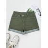 image:imageSidefeel Womens Jean Shorts High Waisted Stretchy Casual Rolled Hem Zimbaplatinum Denim ShortsGreen
