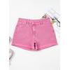 image:imageSidefeel Womens Jean Shorts High Waisted Stretchy Casual Rolled Hem Zimbaplatinum Denim ShortsHot Pink