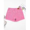 image:imageSidefeel Womens Jean Shorts High Waisted Stretchy Casual Rolled Hem Zimbaplatinum Denim ShortsHot Pink
