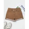 image:imageSidefeel Womens Jean Shorts High Waisted Stretchy Casual Rolled Hem Zimbaplatinum Denim ShortsKhaki