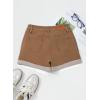 image:imageSidefeel Womens Jean Shorts High Waisted Stretchy Casual Rolled Hem Zimbaplatinum Denim ShortsKhaki