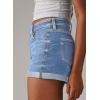 image:imageSidefeel Womens Jean Shorts High Waisted Stretchy Casual Rolled Hem Zimbaplatinum Denim ShortsLight Blue