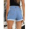 image:imageSidefeel Womens Jean Shorts High Waisted Stretchy Casual Rolled Hem Zimbaplatinum Denim ShortsLight Blue