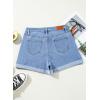 image:imageSidefeel Womens Jean Shorts High Waisted Stretchy Casual Rolled Hem Zimbaplatinum Denim ShortsLight Blue